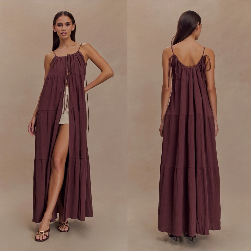 Meshki Lenny Cotton Tie Maxi Dress - Picture 1 of 7